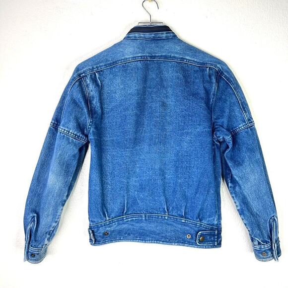 Vintage Cooper Sportswear Denim Jacket Moto Motorcycle Style Worn In SMALL 90s - Picture 6 of 10